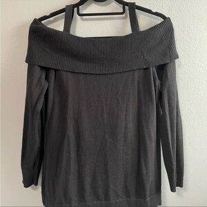 Anne Klein cashmere blend off shoulder long sleeves black sweater. Size M